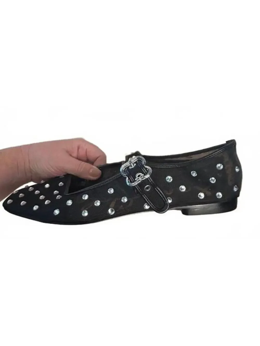 Sam Edelman Women's Black Mary Jane Flats with Rhinestone Accents NWT